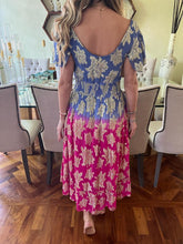 Cargar imagen en el visor de la galería, Vestido Manga corta azul/rosa