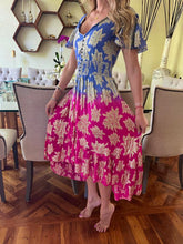 Cargar imagen en el visor de la galería, Vestido Manga corta azul/rosa