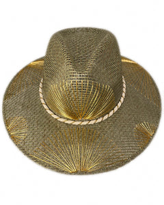 Abanicos Verde Metálico Dorado