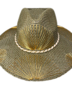 Abanicos Verde Metálico Dorado