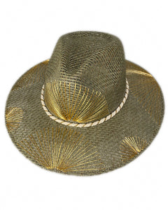 Abanicos Verde Metálico Dorado