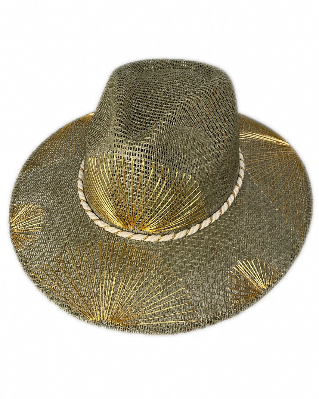 Abanicos Verde Metálico Dorado